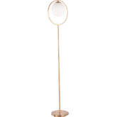 Moon Floor Lamp in Gold Metal & Frosted Glass